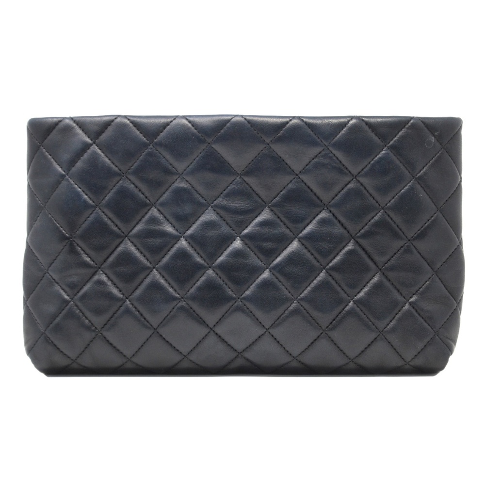 Chanel Timeless Kisslock Mini Black Leather Clutch
